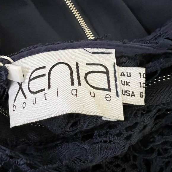 Xenia Boutique Womens Blue Lace Mini Dress Sleeveless V Neck Skater size 6 - Picture 11 of 14